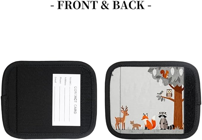 2 Pack Luggage Handle Wrap with Travel Tags - Non-Slip Protective Cover Soft Handle Grips Covers for Suitcase(Cute Forest Animals)