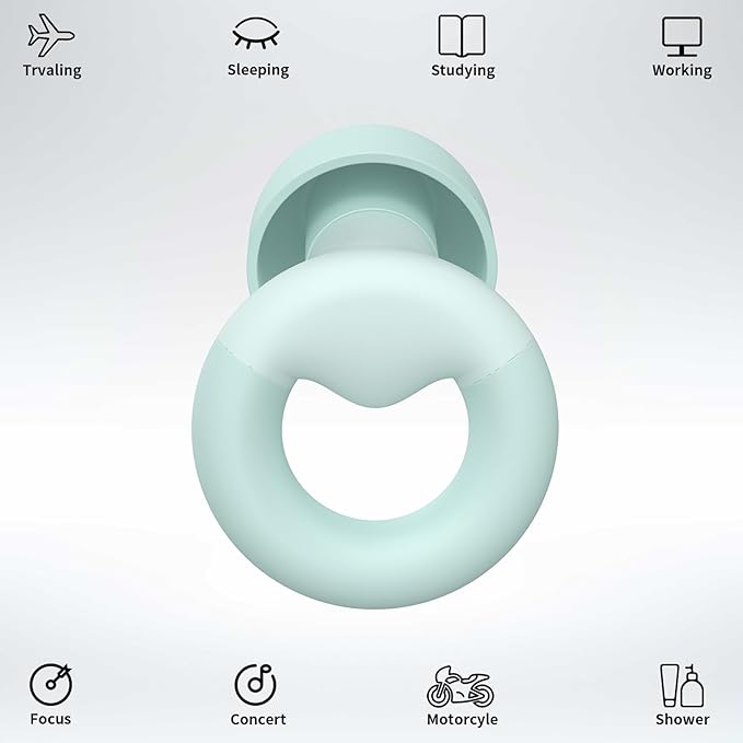 JUSTRVN Ear Plugs for Sleeping, 2 Pairs of Reusable Earplugs for Noise Reduction 25dB-30dB with 8 Ear Tips, Soft Hearing Protection Ear Plugs for Concert,Noise Sensitivity, Study & Work