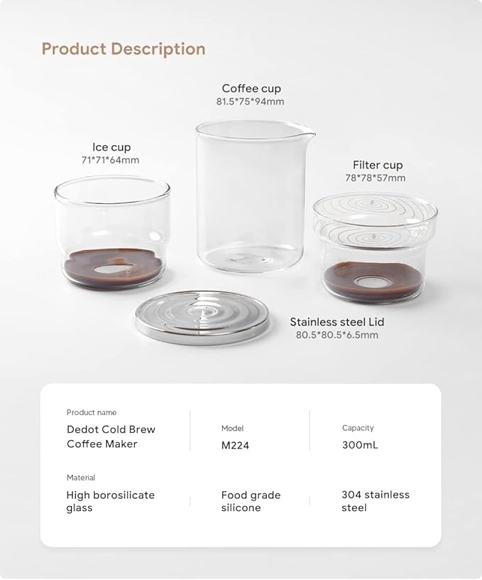 RECAFIMIL 2-in-1 Cold Brew Dripper Cold Brew Coffee Maker,Ice Drip Coffee Maker 300ml - Coffee maker for cold brewed coffee and tea, coffee maker for cold extraction