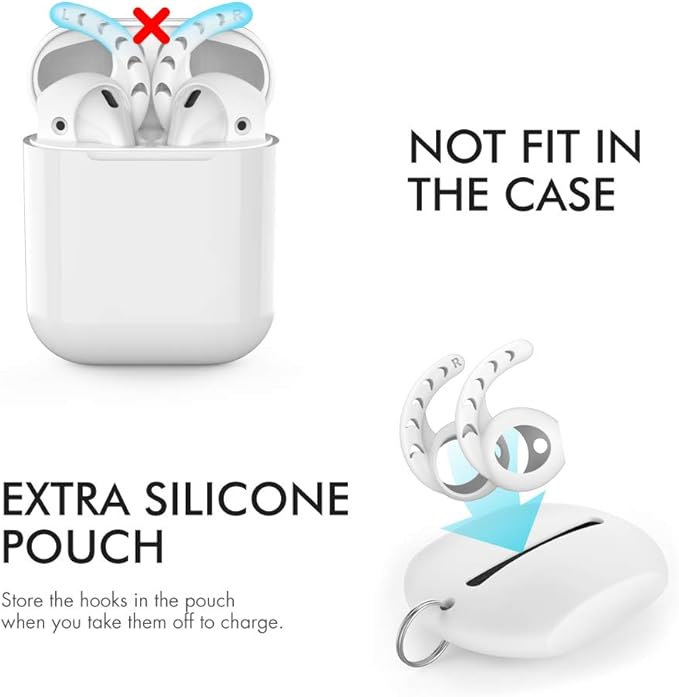 AhaStyle 3 Pairs AirPods Ear Hooks Cover Silicone Accessories Compatible with Apple AirPods and EarPods Headphones(Black,White,Red)