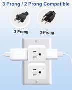 3 Plug Outlet Splitter Adapter 3 Pack - Small Multi Plug Wall Outlet Extender - 3 Way Plug Extension Adapter for Cruise Ship, Home Office, Dorm Room, Travel Essentials, Easy to Install,White