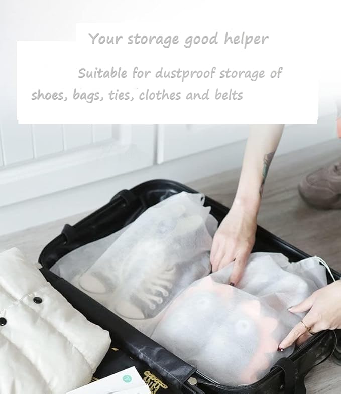 30 eco-friendly travel shoe bag storage bags, non-woven breathable dust-proof bag with rope, suitable for storing shoes and bags, isolate dust and keep shoes and bags clean and tidy. (19.6inX23.62in)