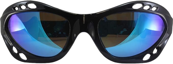 Birdz Eyewear Seahawk Polarized Sunglasses UV Protection Lenses for Sport Surfing Jet Skiing Water Kiteboarding Fishing 2 Pairs Black Frames Smoke Blue Lenses