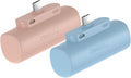 Miady 2-Pack 5000mAh Mini Portable Charger with Built-in Type C Connector, 5V 2.4A USB-C Output Fast Charging Small Power Bank Compatible with iPhone 17/16 Galaxy S24/S22 (Cream Blue+Champagne Pink)