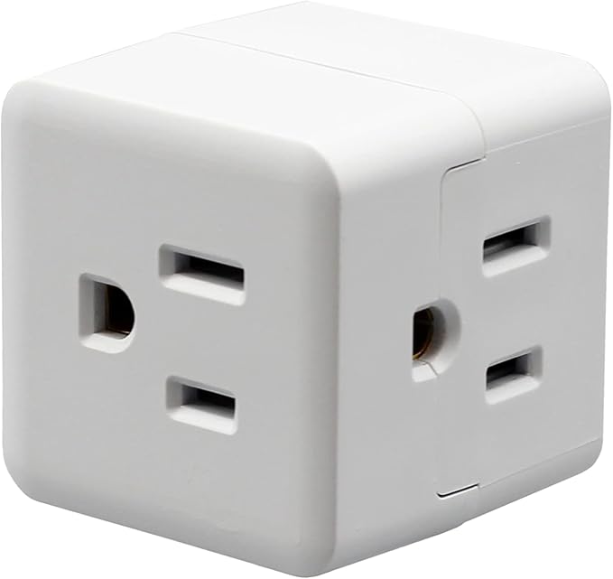 Projectpak 3 Outlet Wall Adapter Travel Cube – Grounder Splitter Turns One Outlet into Three | 3 Pack