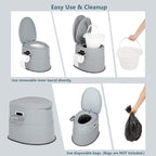 VINGLI Portable Toilet | Indoor Outdoor Commode w/Detachable Inner Bucket & Removable Paper Holder, Lightweight & Compact for Camping, Boat, Van, Emergency Use (Grey)