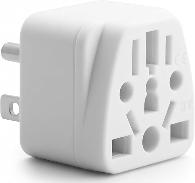 US Travel Plug Adapter, Unidapt EU/UK/AU/CN/JP/Asia/Italy/Brazil to USA Type B, Grounded USA Wall Plug, Europe to US Travel Adaptor Pin Converter, Power Outlet Wall Charger 1-Pack