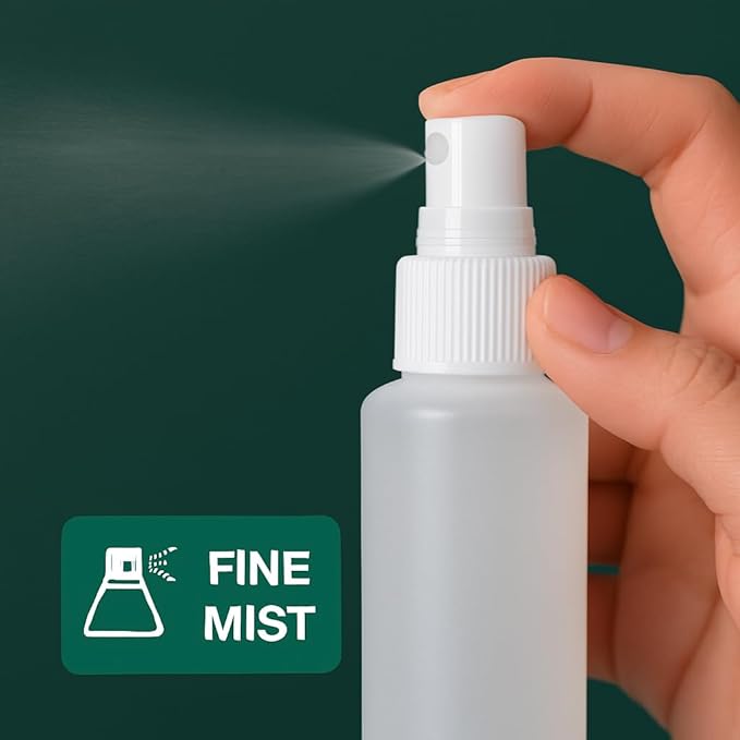 2-Pack 2oz Travel Bottles – Fine Mist Spray & Flip-Top Bottle Set – TSA Approved, FDA Compliant, Chemical Resistant, Leak-Proof, Refillable for Toiletries, Skincare, and DIY Essentials