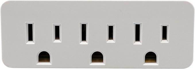 Projectpak 3 Outlet Grounded Wall Adapter - Splitter Extends 1 Outlet to 3 with Phone Securing Lip, Perfect for Travel | Pack of 3
