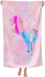 COMFAR Unicorn Beach Towel for Girls, Personalized Beach Towels for Kids Microfiber Beach Towels Bulk, Cute Beach Towel, Quick Dry Pool Towel 30"x 60"