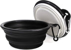 Dog Bowl Pet Collapsible Bowls,2 Pack Portable and Foldable Pet Travel Bowls Collapsable Dog Water Feeding Bowls Dish for Dogs Cats and Small Animals, (Small, Black+White)