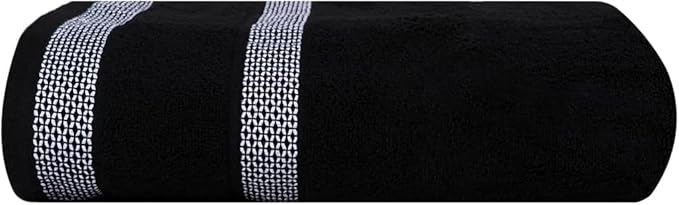 CASA COPENHAGEN Solitaire 2Pcs 100% Egyptian Cotton Large Designer Bathsheet Towels Gift Set- Black, 600GSM, 35"x70" 2Bath Sheet Towels for Bathroom Set for Women & Men