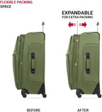 SWISSGEAR Sion Softside Expandable Spinner Luggage Durable Lightweight Travel Suitcase, Evergreen, Checked-Large 29-Inch