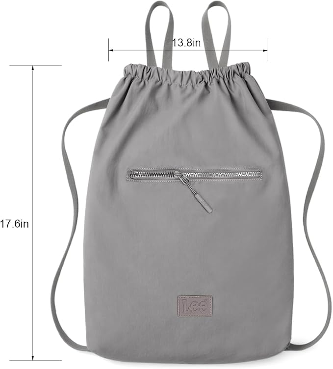 Lee Drawstring Backpack Bag Lightweight Small Gym Swim Beach Bag Water Resistant Sports Sackpack for Men Women, LEE48-002GY
