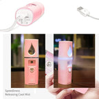 Nano Facial Steamer Mist Spray Eyelash Extensions Cleaning Pores Water SPA Moisturizing Hydrating Face Sprayer USB Rechargeable Mini Beauty Device (Pink)