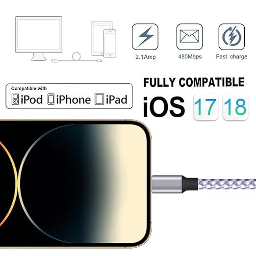 TAKAGI for iPhone Charger, [MFi Certified] Lightning Cable 3PACK 6FT Nylon Braided USB Charging Cable High Speed Transfer Cord Compatible with iPhone 14/13/12/11 Pro Max/XS MAX/XR/XS/X/8/iPad