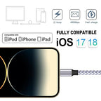 TAKAGI for iPhone Charger, [MFi Certified] Lightning Cable 3PACK 6FT Nylon Braided USB Charging Cable High Speed Transfer Cord Compatible with iPhone 14/13/12/11 Pro Max/XS MAX/XR/XS/X/8/iPad