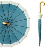 ThreeH Big Beatiful Umbrella with Arc Classic Wood Handle 16 Ribs 48" Windproof Sturdy Stick Rain Umbrella