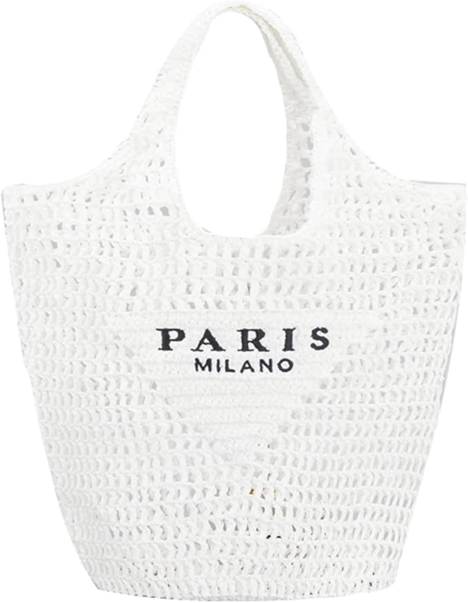 POOOPSSD New Woven Bag, Straw Mesh Tote Bag, Beach, Shoulder Bag, Hobo Women, Foldable Large Capacity, for Holiday.
