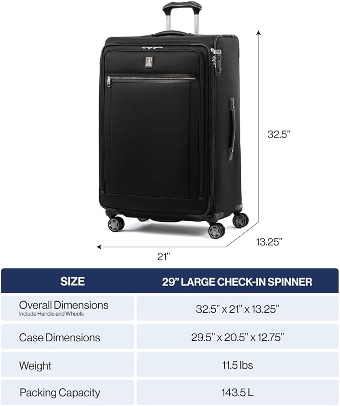 Travelpro Platinum Elite Softside Expandable Checked Luggage, 8 Wheel Spinner Large Suitcase, TSA Lock, Men and Women, Navy Camouflage, Checked Large 29-Inch