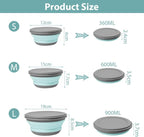 flintronic 3Pcs Collapsible Camping Bowl Sets, Portable Silicone Bowl with Lid, Folding Bowl, Portable Salad Bowl, Folding Lunch Box for Camping, Kitchen, Hiking