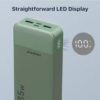 JUOVI J2651 Portable Charger, 35W 20000mAh USB C in & Out Power Bank, Battery Pack with QC4.0+PD3.0 35W High-Speed Charging for Bluetooth Earbud, Mobile Phone, Tablet (Green)