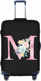 M Alphabet Design Custom Travel Luggage Cover Tag Set TSA Approved Vintage Letter Print Suitcase Protector Men Women (XL 29-32 Inch Luggage)