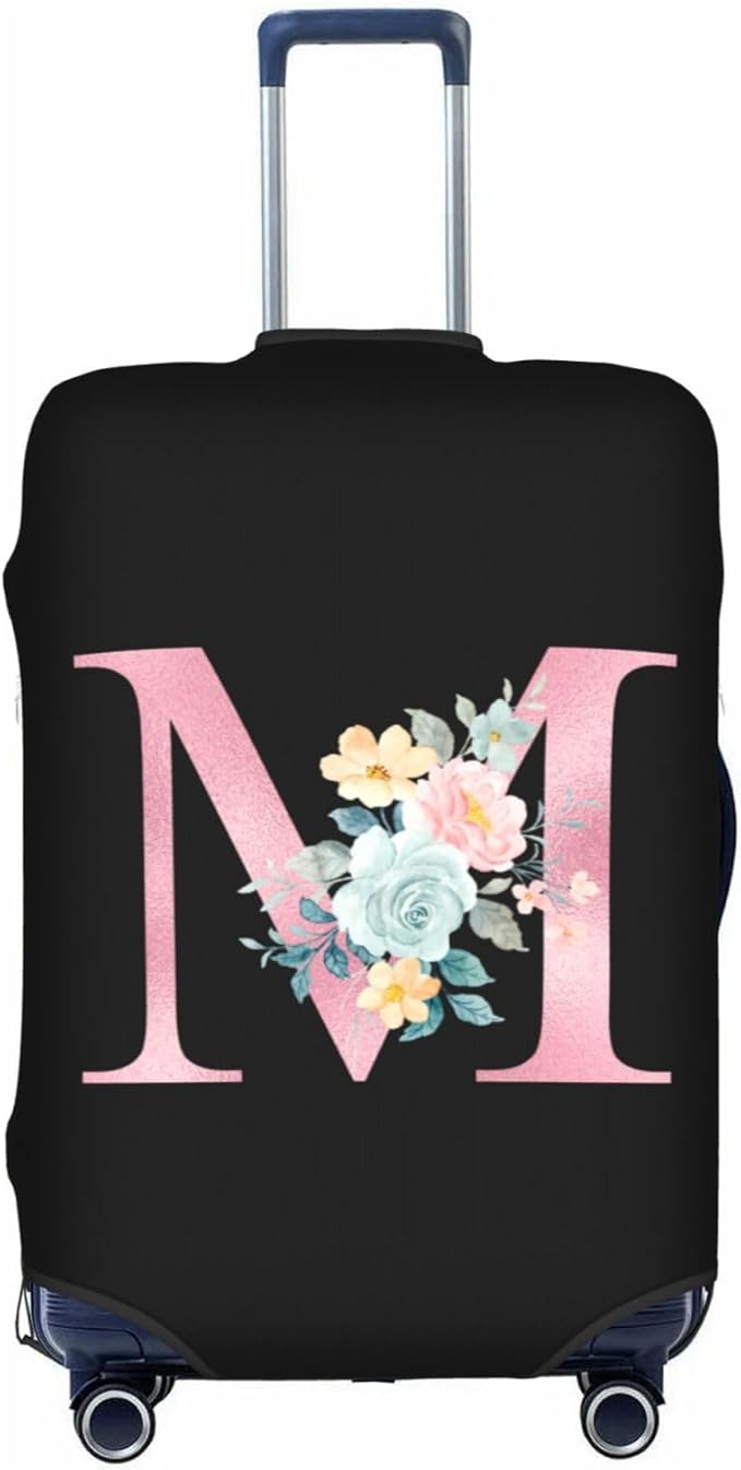 M Alphabet Design Custom Travel Luggage Cover Tag Set TSA Approved Vintage Letter Print Suitcase Protector Men Women (XL 29-32 Inch Luggage)