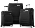 Samsonite UpLIFT Lightweight Large Checked Softside 3-Piece Luggage Set with Spinner Wheels - Expandable - Airline-Approved, Polyester Soft Suitcase for Ultra Light Travel - Black