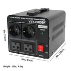 Yinleader 1000W 110V to 220V EU Voltage Converter Transformer Step Up/Down Converter 110/120 Volt - 220/230/240 Volt w/US Power Cord(NO 220V Power Cord)