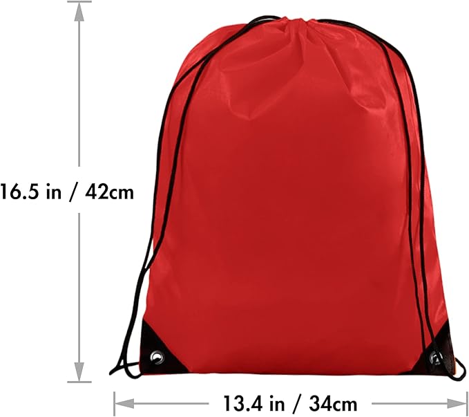 IKAYAS 6Pcs Drawstring Bags Bulk Red Drawstring Backpack, String Backpack Cinch Sack Sport Gym Backpack Bags for Yoga Traviling Outdoor Sports