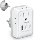 Type E F Travel Plug Adapter, VINTAR Germany France Plug Adapter with 4 Outlets 3 USB Ports (2USB C), Schuko Power Adaptor for US to Europe EU Spain Greece Iceland Korea Russia German French