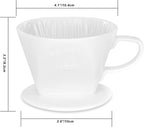 Pour Over Ceramic - Coffee Dripper Ceramic Coffee Maker with 3 Holes Flat Bottom, Porcelain Slow Filter Cone for Travel, Camping, Office, Home, Coffee Maker Brew, White