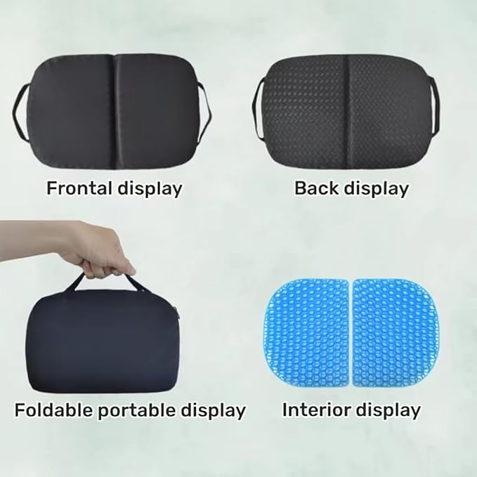 Gel Seat Cushion, Foldable Seat Cushion Comfortable Travel Seat Cushions Soft Breathable for Chair, Car, Plane Outdoor Activities, Stadium, Picnic, Hiking, Mountaineering Relief Sciatica Pain