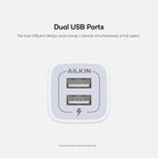 USB Wall Charger, Charger Adapter, AILKIN 2-Pack 2.1A Dual Port Quick Plug Cube for iPhone 15 14 13 12 11 Pro Max 10 SE X XS Plus Samsung Galaxy S23 S22 S21 Power Block Fast Charging Box Brick