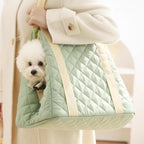2-in-1 Convertible Pet Carrier & Dog Bed, Soft-Sided Portable Travel Tote with Safety Tether, Expandable Cat Carrier for Small Dogs & Cats, Pet Sling,Soft Plush Inner Lining, Travel, Shopping