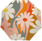 Windproof Travel Umbrella Colorful Daisy Floral Compact Auto Open/Close Folding Umbrellas for Rain