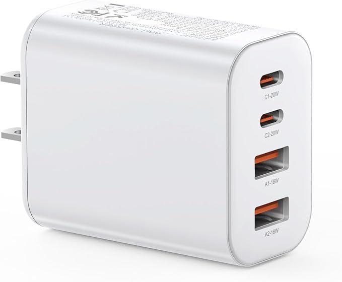 USB C Charger Block, 1-Pack 40W Wall Plug Fast Charging Block, 4-Port PD + QC Power Adapter Type C Charging Blocks Cube, Compatible with iPhone 17/16/15/14/13/12/11/Pro Max, Tablets, Cellphones