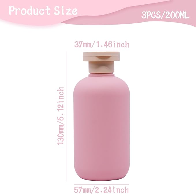 3 Pack Leakproof Travel Bottles 6.8oz | Squeeze Shampoo & Lotion Containers with Locking Flip Caps | Food Grade HDPE/PP for Toiletries, Gym, Camping (Green+Blue+Pink)