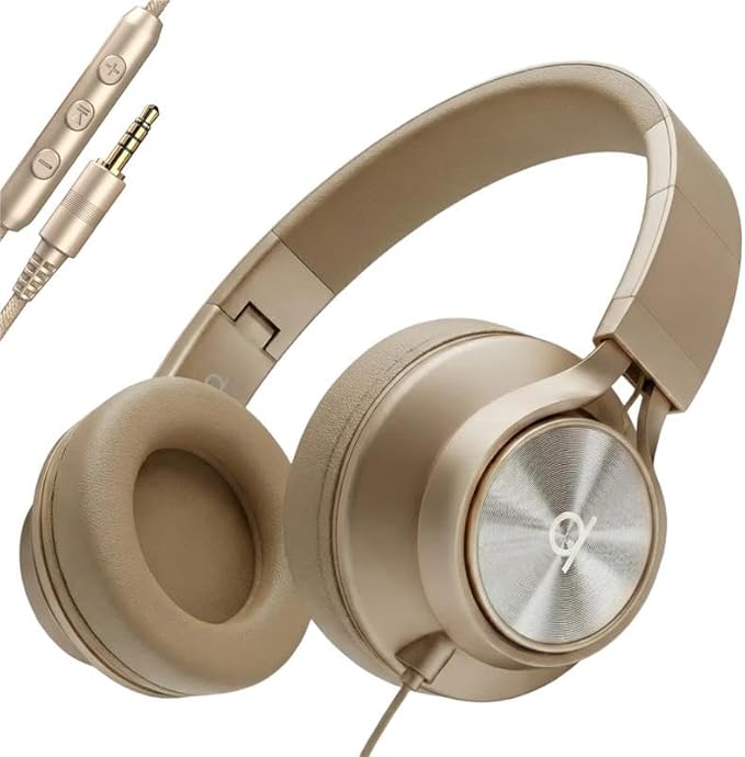 ARTIX CL750 Wired Headphones with Mic — Noise Isolating On-Ear Headphones for Computer and Laptop Wired, Plug in Corded Headphone with Wire (Foldable, Aux Jack 3.5mm)