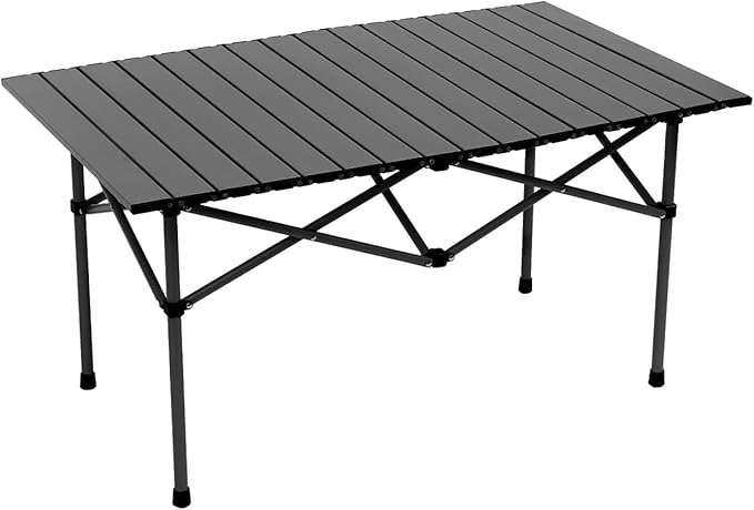 Wind Tour Portable Camping Table Folding Side Table Aluminum Lightweight Table with Carry Bag for Outdoor Cooking Hiking Picnics BBQ Travel (37.4 * 22.4 * 19.7Inches,Black)