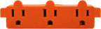 Maxxima Heavy Duty 3 Grounded Multi Outlet Adapter - Wall Plug Extender, Turns 1 Outlet into 3, Ideal for Garage, Workspace, and Indoor Use, Orange Adapter - Pack of 4