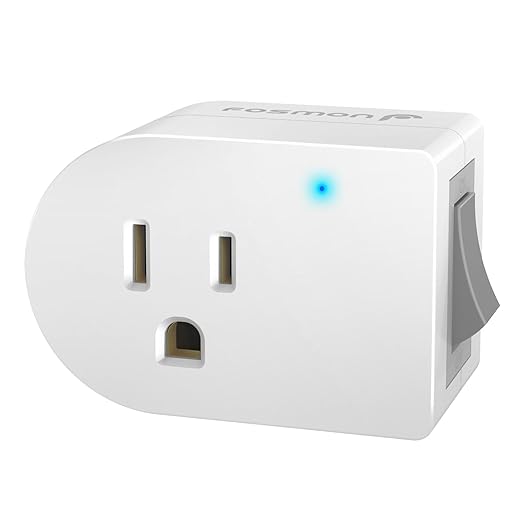 Fosmon Grounded Outlet with ON/Off Switch, 3 Prong Electrical Plug Outlet Extender Switch, 245J Single Port Power Adapter Surge Protector, 15A Circuit Breaker, White, ETL Listed