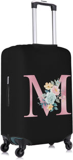 M Alphabet Design Custom Travel Luggage Cover Tag Set TSA Approved Vintage Letter Print Suitcase Protector Men Women (XL 29-32 Inch Luggage)