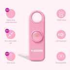 Rechargeable Personal Safety Alarm, 130dB Emergency Siren with LED Flashlight, Portable Keychain for Women, Kids, Elderly, Night Running & Travel (Baby Pink)