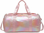 Girls Sports Duffel Bags Woman Travel Bag Overnight Duffle Bag Kids Sports Gym Bag With Shoe Compartment Wet Pocket (Matte Pink)