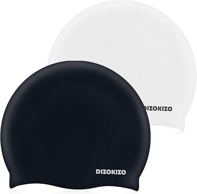 2pcs High Elasticity Silicone Swim Cap for Women and Men, Comfortable Non-Slip Swimming Caps for Long and Short Hair, Durable Waterproof Swim Hats for Adults, Keep Hair Dry