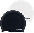 2pcs High Elasticity Silicone Swim Cap for Women and Men, Comfortable Non-Slip Swimming Caps for Long and Short Hair, Durable Waterproof Swim Hats for Adults, Keep Hair Dry
