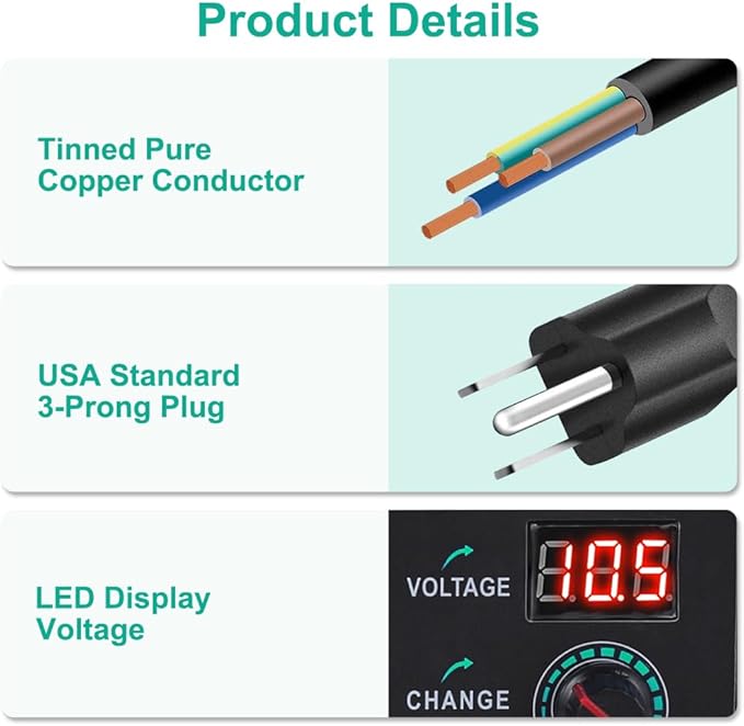 Universal Power Supply 3V~24V 3A 72W Adjustable Variable 3V 5V 9V 12V 18V 20V 24V AC/DC Adapter Charger, 100V-240V AC to DC Converter with 14 Tips, Polarity Converter and 4-Way Power Splitter Cable