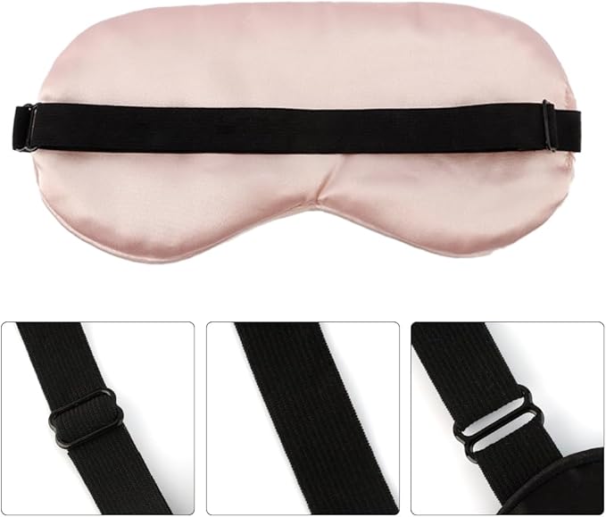 2 PCS Pink Satin Sleep Masks, Adjustable Silk Eye Mask for Sleeping, Blind Folds Soft Breathable Blindfold for Adults Couples Play Party Games Airplane Travel Essentials Eye Covers Patches Night Mask